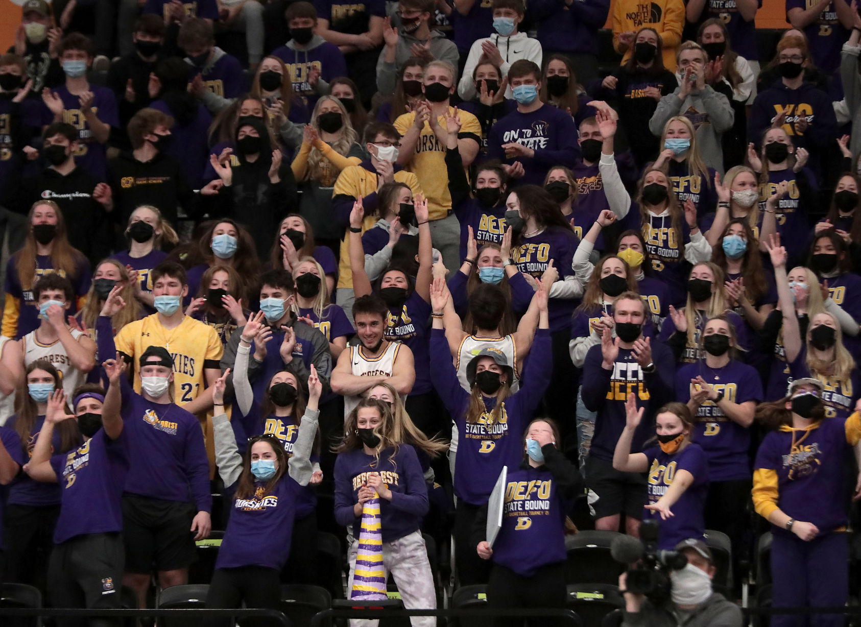 WIAA state boys basketball photo: DeForest's fans cheer it up